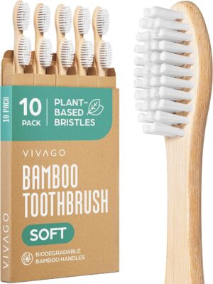 VIVAGO Bamboo Toothbrushes 10 Pack ...