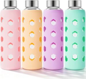 Mrsdry Glass Juice Bottles with Lid...