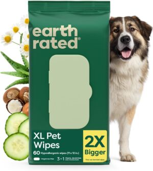 Earth Rated XL Pet Wipes for Dogs &...