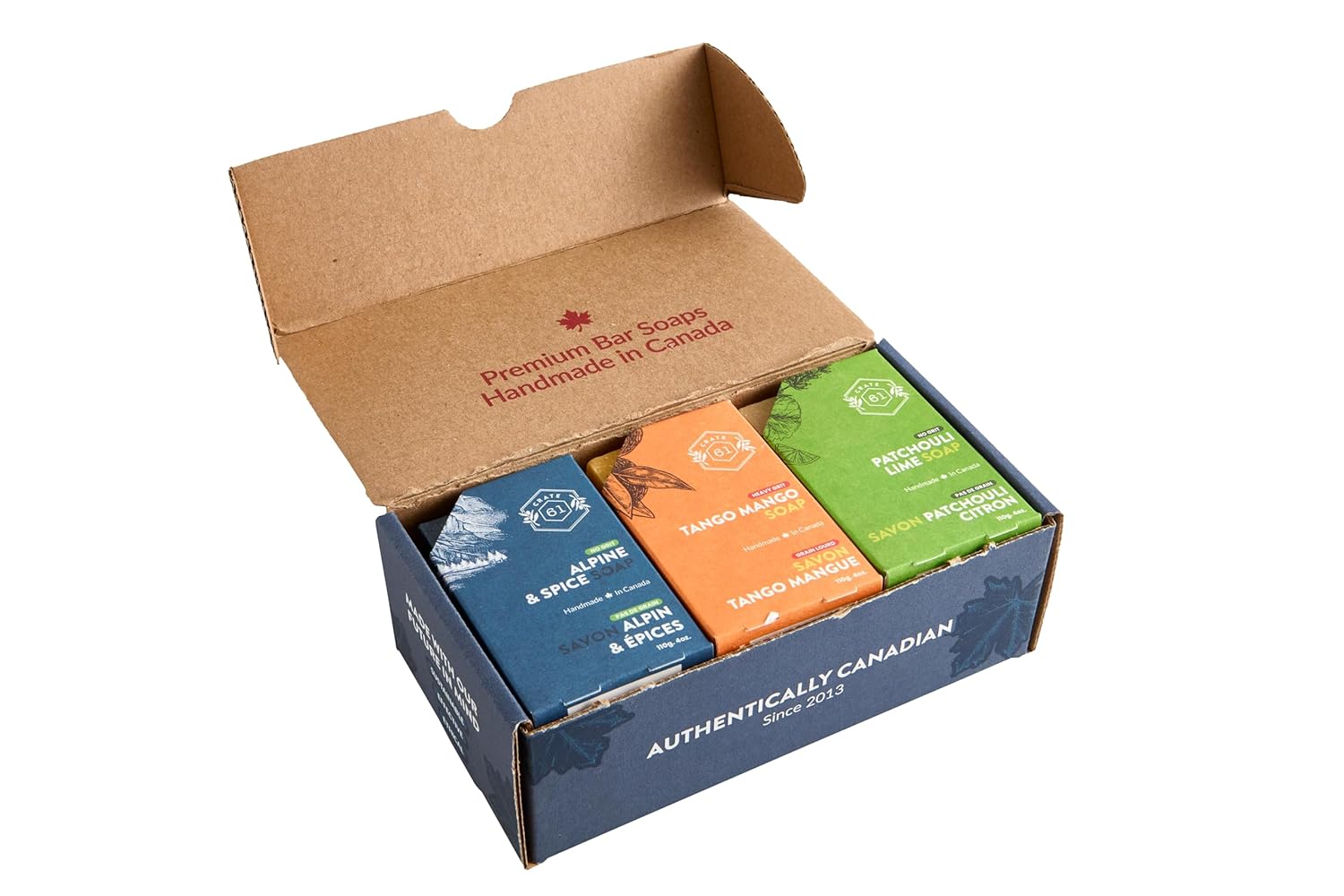 Crate 61 Organics, Handmade in Canada, Plant Based Cold Process Natural Bar Soap, With Premium Essential Oils, Dry Skin, Pack of 6 (For Him) - Image 2