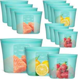 Reusable Food Bags, 12 Pack 100% Si...