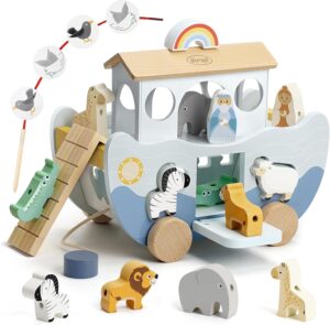 Joyreal Wooden Noah’s Ark Toy...