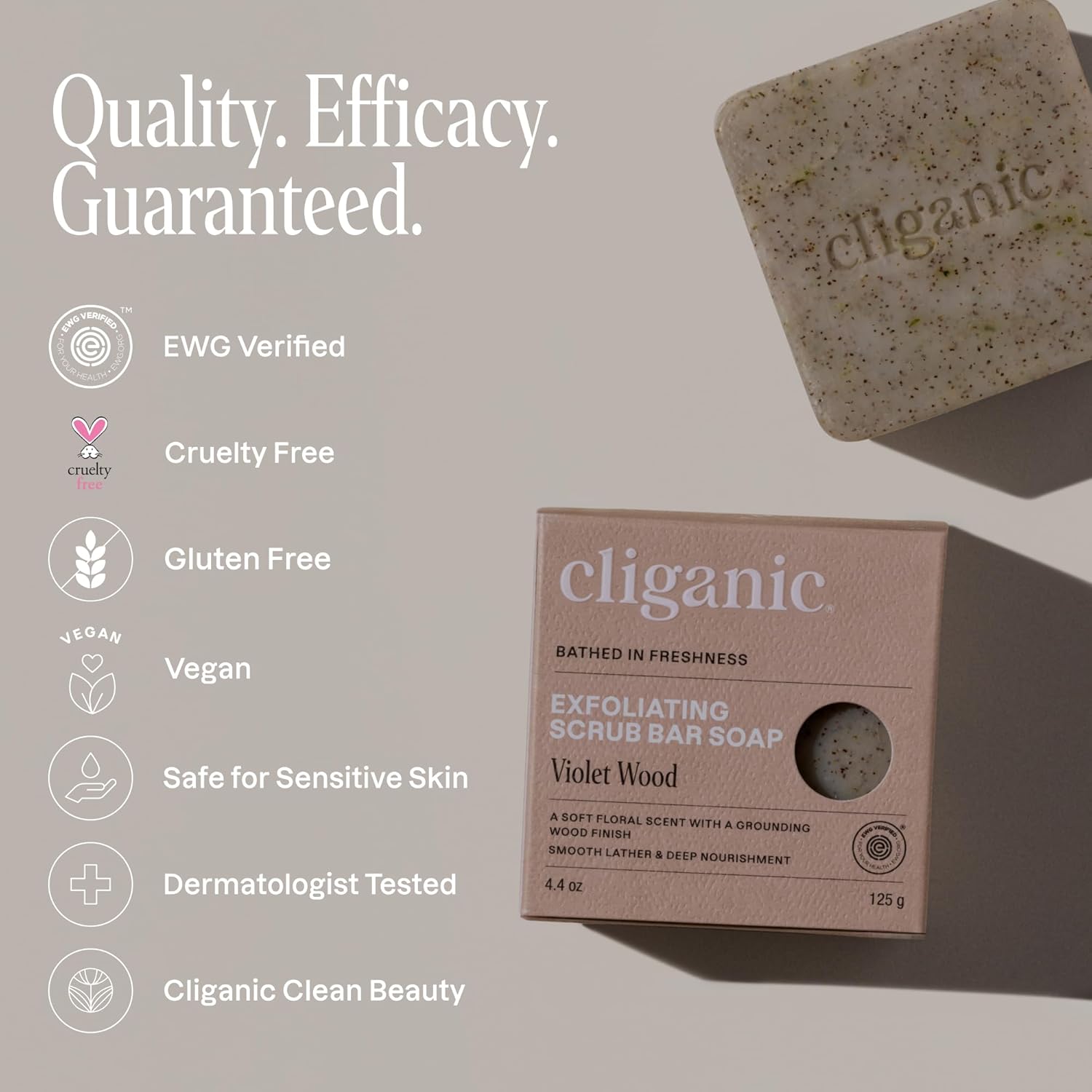 Cliganic Exfoliating Bar Soap For Men & Women – Body Scrub Soap with 98% Natural Ingredients Cleanses, Smooths & Revitalizes Skin, Moisturizing Soap Bar- Cypress Neroli & Violet Wood Scents (2 Pack) - Image 5