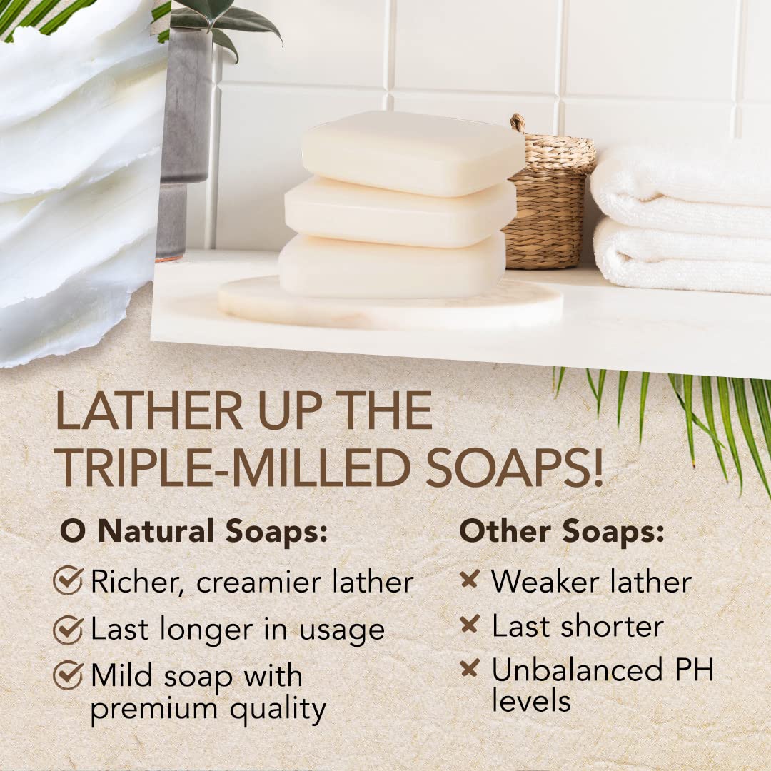 O NATURALS 3-Pack Organic Soap Bar 4oz each-100% Vegan Cold Process Body Wash Scented Premium Handmade Soap - Natural Soaps for Men Women, Face, Body - Coconut and Shea Butter - Mothers Day Gifts - Image 7