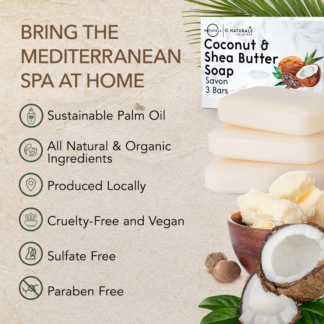O NATURALS 3-Pack Organic Soap Bar 4oz each-100% Vegan Cold Process Body Wash Scented Premium Handmade Soap - Natural Soaps for Men Women, Face, Body - Coconut and Shea Butter - Mothers Day Gifts - Image 6