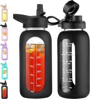 CIVAGO 32 oz Glass Water Bottle wit...