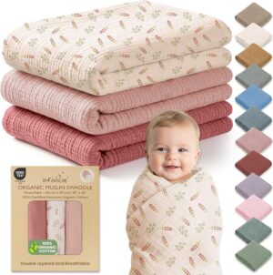 Organic Muslin Baby Blanket 3-Pack ...