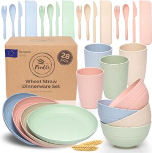 FOODLE Wheat Straw Dinnerware Set &...