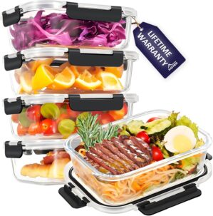 HOTEC 35OZ Glass Food Storage Conta...