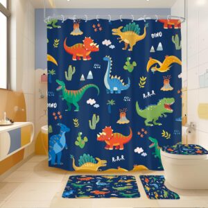 4 PCS Kids Dinosaur Shower Curtain ...