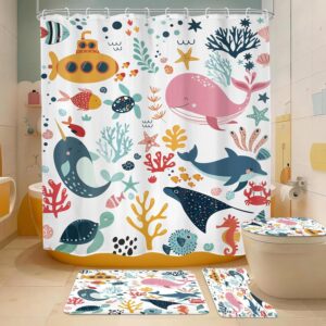 4 PCS Kids Shower Curtain Set 72Wx7...