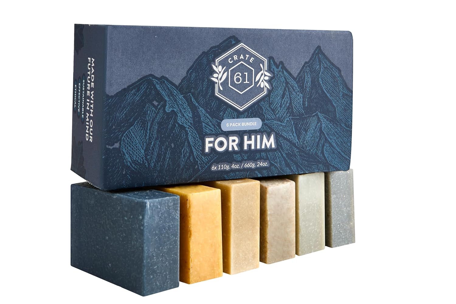 Crate 61 Organics, Handmade in Canada, Plant Based Cold Process Natural Bar Soap, With Premium Essential Oils, Dry Skin, Pack of 6 (For Him) - Image 4