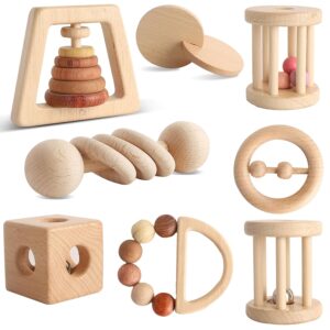 Wooden Baby Toy 8pcs, Montessori To...