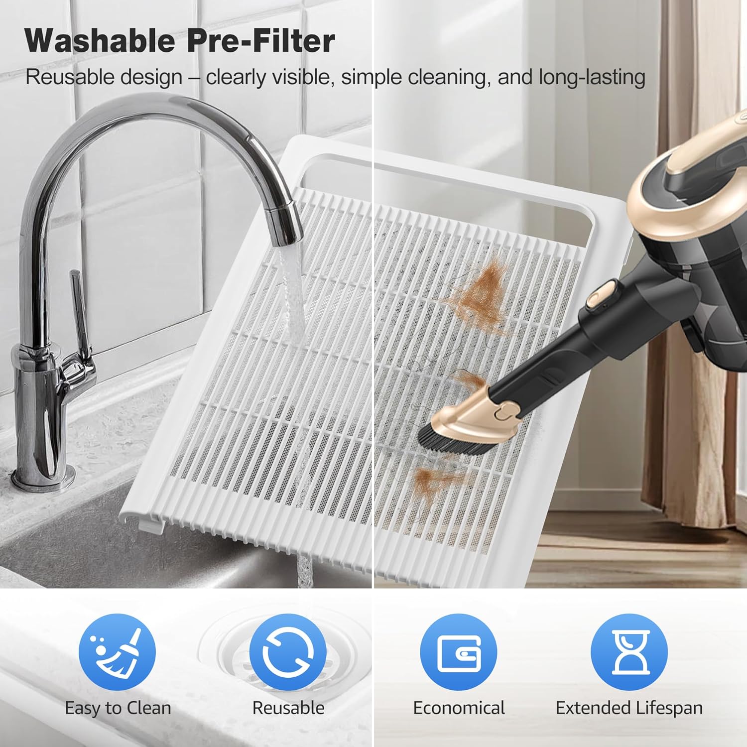 KNKA Air Purifier for Home Bedroom Large Room Up to 1,695 Ft² in 1 Hr, HEPA Sleep Mode Air Cleaner with Washable Pre-Filter, AHAM VERIFIDE, AQI Display, Pet Mode for Pets, Dust, Pollen, APH4000 - Image 6