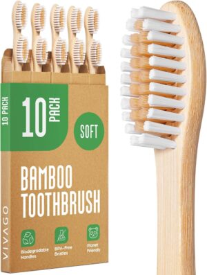 VIVAGO Bamboo Toothbrushes 10 Pack ...