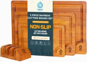Bamboo Cutting Board Set of 3, Wood...