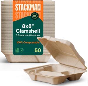 100% Compostable Clamshell Take Out...