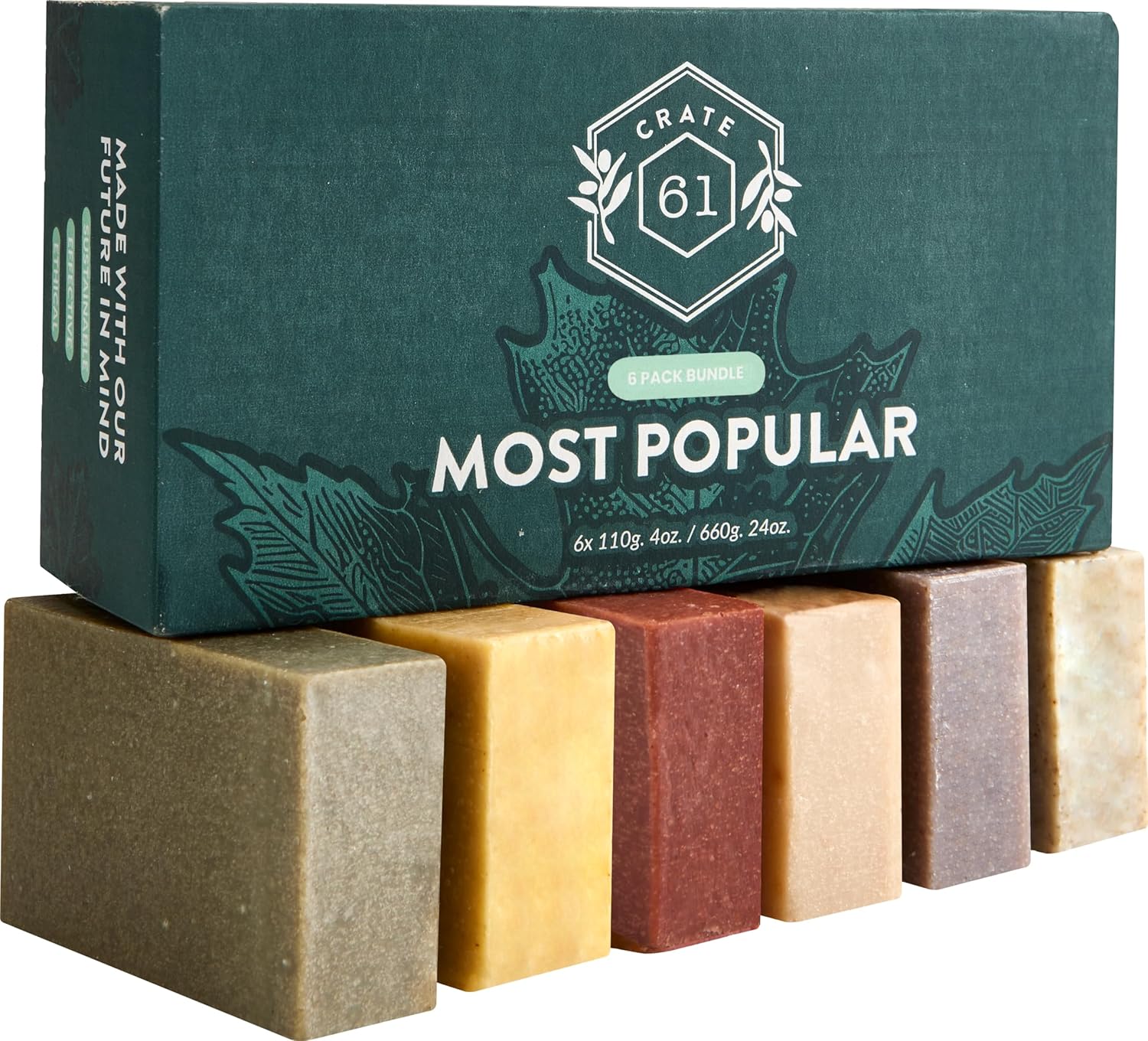 Crate 61, Handmade in Canada, Plant Based Cold Process Natural Bar Soap, With Premium Essential Oils, Dry Skin, Pack of 6 (Most Popular) - Image 2