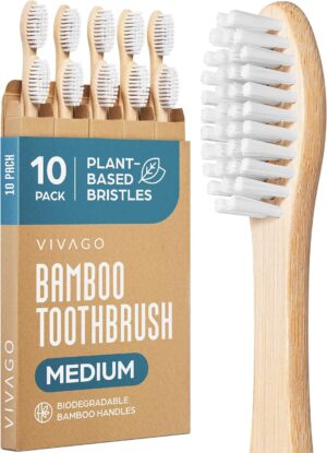 VIVAGO Bamboo Toothbrushes Medium B...