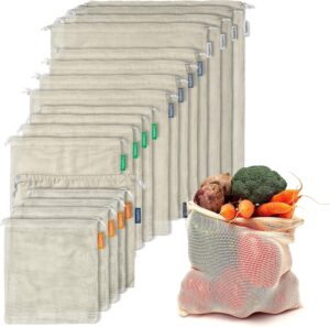 17 Reusable Cotton Mesh Produce Bag...