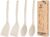 Pack of 4 Silicone Cooking Utensils Set, Non Stick Solid Spatulas and Heat Resistant Slotted Spoons with Back Hooks, Ideal BPA Free Kitchen Utensils Set for Frying,Serving,Turning,Stirring(KHAKI)