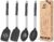 Pack of 4 Silicone Cooking Utensils Set, Non Stick Large Solid Spatulas, Heat Resistant Black Slotted Spoons, Ideal BPA Free Kitchen Turners for Frying, Mixing,Serving,Draining,Turning,Stirring