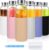 Luxfuel 18 oz Glass Juice Bottles with Lids and Silicone Sleeve, 6 Pack Reusable Clear Glass Water Bottles with Stainless Steel Cap for Juicing, Refrigerator,100% Leak Proof, BPA Free Drinking Bottle