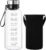 64 OZ Glass Water Bottle – Large Resuable Borosilicate Wide Mouth Glass Drinking Bottles With Time Mark, Sleeve, BPA Free