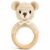 Wooden Baby Rattle, Handmade Crochet Stuffed Animal Organic Rattle Toys, Beige Bear Rattles for Babies 0-6-12 Months with Wood Teething Rings, Baby Announcements Ideas
