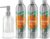 Grove Co. Ultimate Dish Soap Refills (3 x 16 Fl Oz) + Refillable Glass Dish Soap Dispenser for Kitchen Sink with Non-Slip Silicone Sleeve, Plastic Free Cleaning Products, Orange & Rosemary