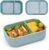 100% Silicone Bento Box Adult with 2 Compartments, 32oz, Reusable Divided Lunch Box Meal Prep Containers for Entree and Side Food Snack Storage, BPA-Free Plastic-Free, Microwave Dishwasher safe, Green