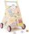 Pithfor Wooden Baby Walker, Baby Push Walker, Push Walker Toys for Babies Learning to Walk & Sit-to-Stand, with Montessori Sensory Toy & Activity Center for Girls Boys