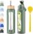 32 oz 1L Borosilicate Glass Water Bottle with Bamboo Lid, Stainless Steel Straw, 2 Leak-Proof Lids, Silicone Sleeve, BPA Free for Gym, Office, Home & Travel