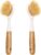 2 Pack Kitchen Dish Brush Bamboo Handle Dish Scrubber Built-in Scraper, Scrub Brush for Pans, Pots, Kitchen Sink Cleaning, Dishwashing and Cleaning Brushes are Perfect Cleaning Tools, White