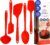 GIR 5-Piece Silicone Kitchen Utensils Set, Non-Toxic Cooking Utensils for Cooking and Baking, Heat Resistant, Food Grade, Dishwasher Safe Rubber Spatula, Ladle, Spoon – Fire Red