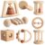 Wooden Baby Toy 8pcs, Montessori Toys for Babies 1-3 Years Old, Wooden Rattles Toy Set for Infant Grasping, Sensory Development, Gift for Baby Boys Girls (Natural Wood)