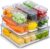 KUMD 10-Pack Clear Fridge Organizer Bins with Lids, Stackable Refrigerator Storage Containers, BPA-Free with Drain Tray & Anti-Slip Base for Fruits, Veggies, Drinks