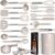 oannao Large Silicone Cooking Utensils Set – Heat Resistant Kitchen Utensils,Turner Tongs,Spatula,Spoon,Brush,Whisk,Stainless Steel Cooking Tool for Nonstick Cookware,Dishwasher Safe (Khaki)