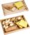 Wood Bread Cutting Board With Slicer, Crumb Tray and Holder – Serving Tray for Kitchen, Color Combination Design – For Cake, Bagels – 9.53″ Wide x 1.46″ Tall