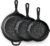 EWFEN Cast Iron Skillet 3-Piece Set, Heavy-Duty Professional Restaurant Chef Quality Pre-Seasoned Pan Cookware Set, 6″, 8″, 10″ Pans For Frying, Saute, Cooking, Use Indoor/Outdoor, Oven, Grill