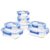 Amazon Basics Glass Food Storage Containers, Leak Proof, Oven Safe, Easy to Clean, Stain Resistant, Set of 7, 14 Pieces Including Lids, BPA-Free, Clear with Blue Silicone Ring